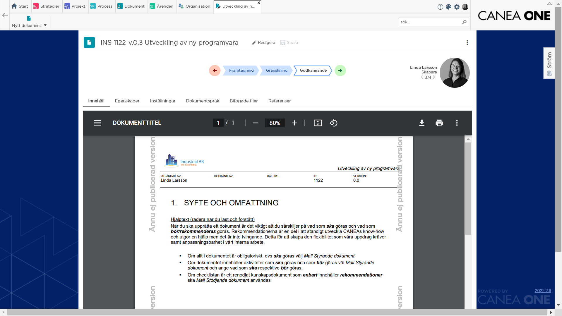 Document kvalitetssäkra innehåll