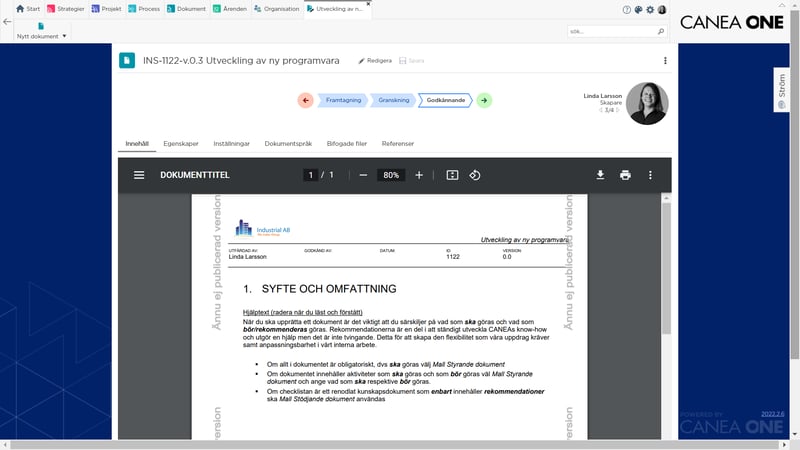 Document kvalitetssäkra innehåll