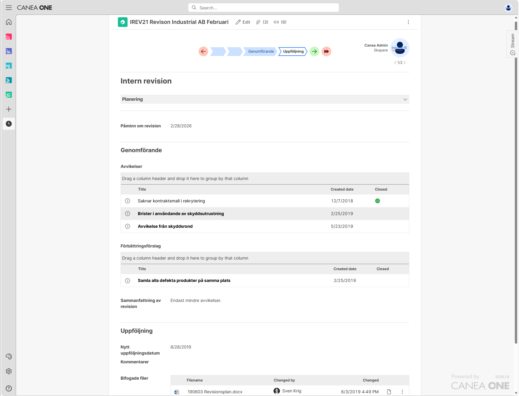 Workflow 2. Avvikelser och åtgärder